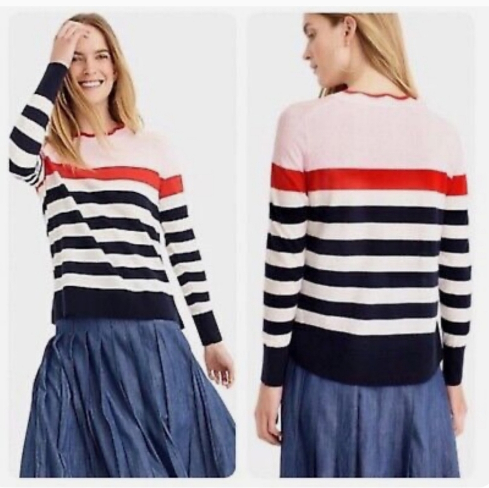 J. Crew Scalloped Striped Sweater